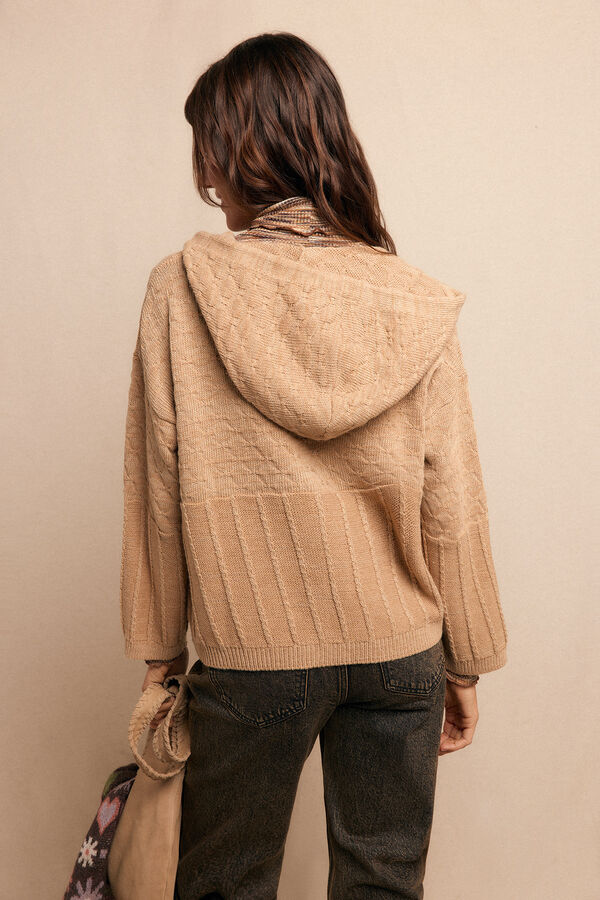 Slowlove Chaqueta capucha punto Beige