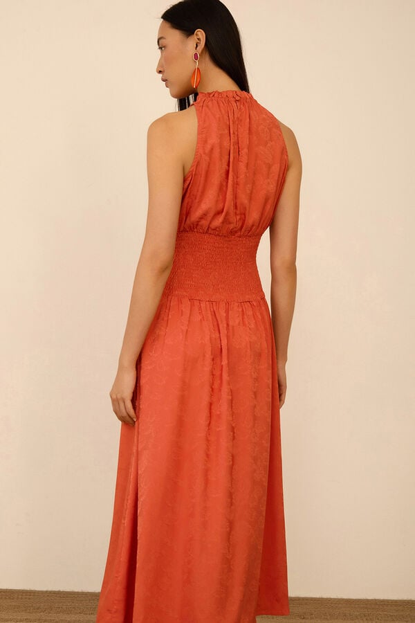 Meisie Vestido comprido em jacquard Laranja