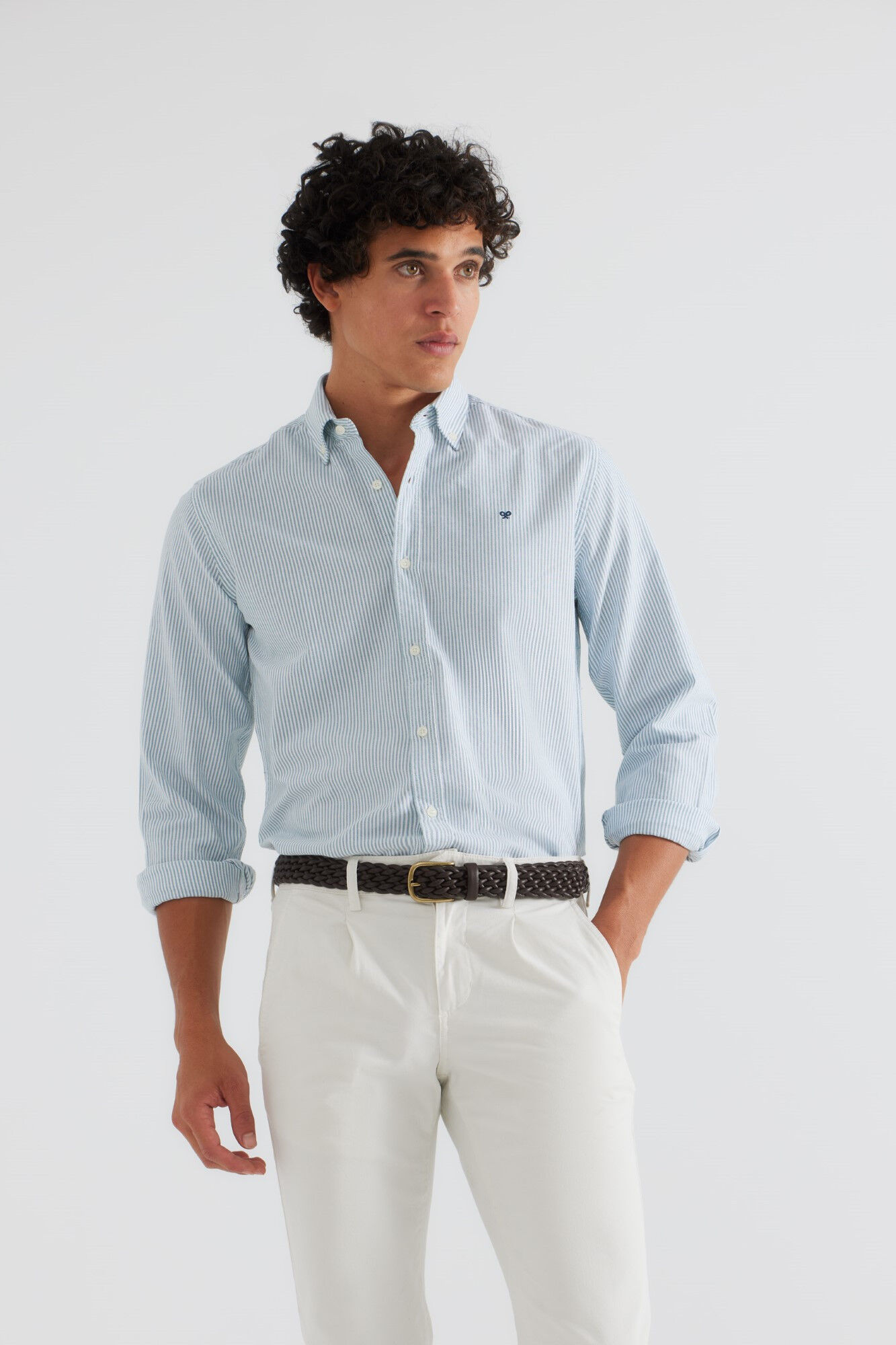 Camisa rayas verdes hombre deals