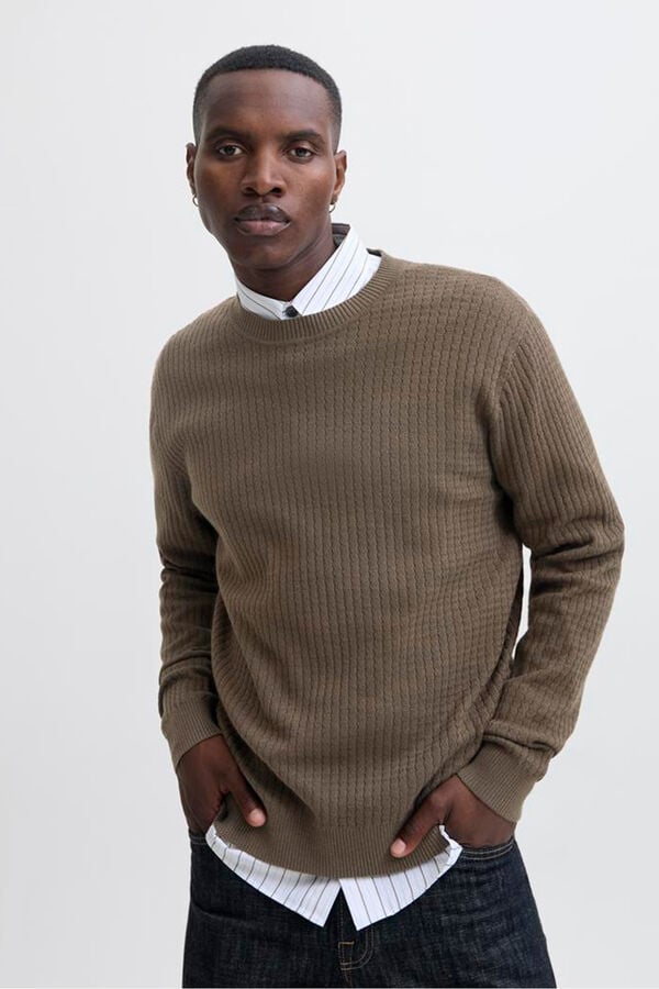 Jack & Jones Camisola básico de malha liso Castanho
