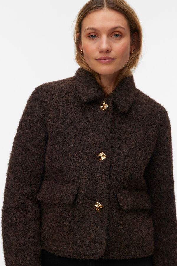 Vero Moda Casaco curto com aba Castanho
