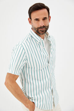 Cortefiel Striped short-sleeved Coolmax shirt Green