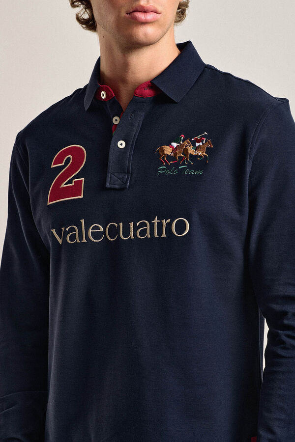 Valecuatro Pólo masculino Valecuatro modelo cavalo azul marinho Azul