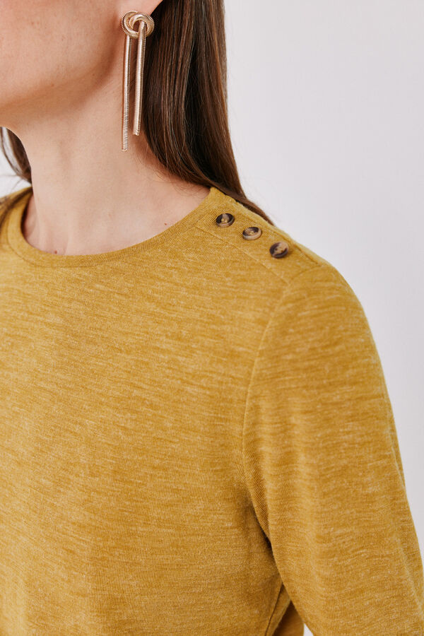 Cortefiel Long sleeve basic T-shirt Yellow