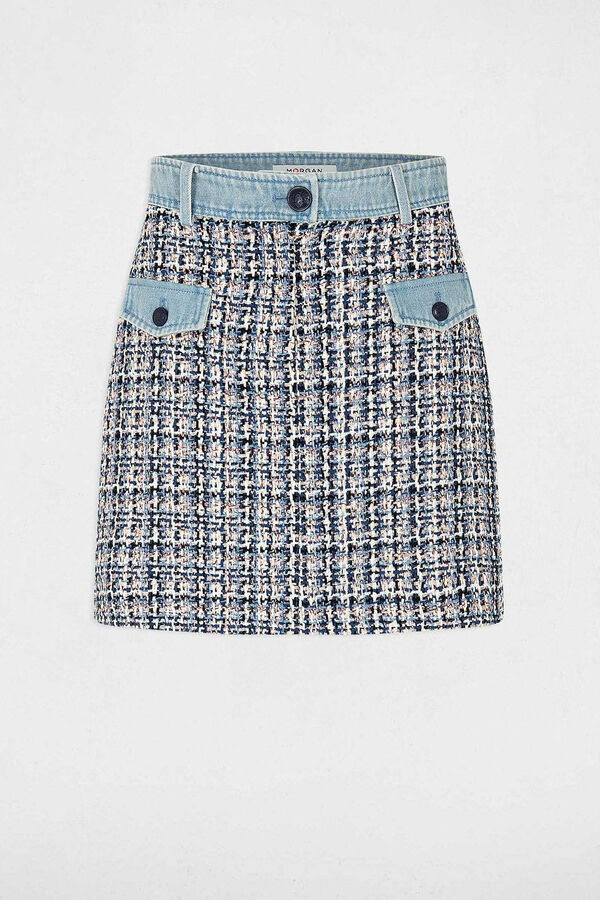 Cortefiel Short tweed denim skirt Multicolour