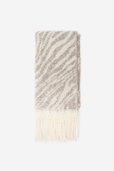 Cortefiel Zebra print scarf Printed white