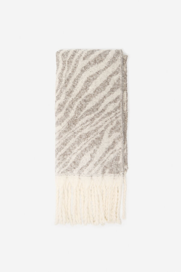 Cortefiel Zebra print scarf Printed white