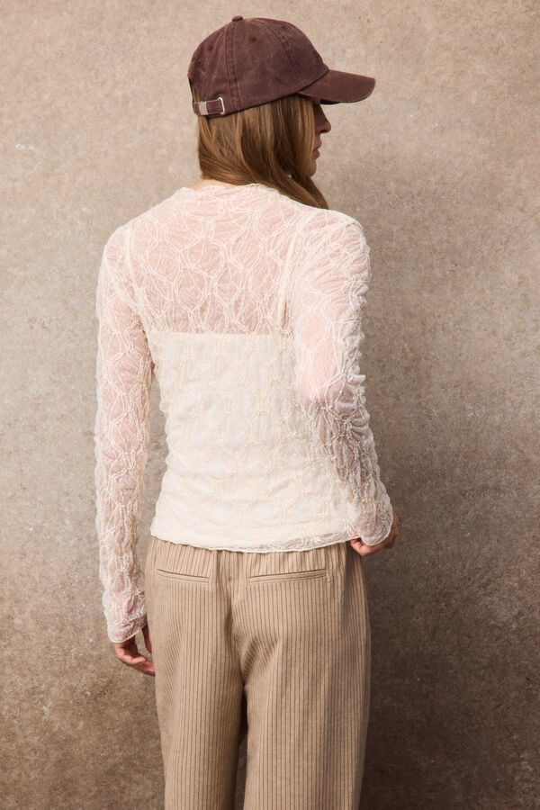 Slowlove Top de renda Ecru