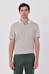 Cortefiel Striped structure polo shirt Ivory