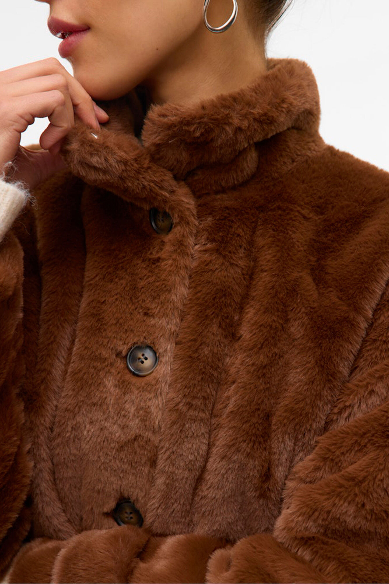 Vero Moda Sobretudo curto com efeito de pelo