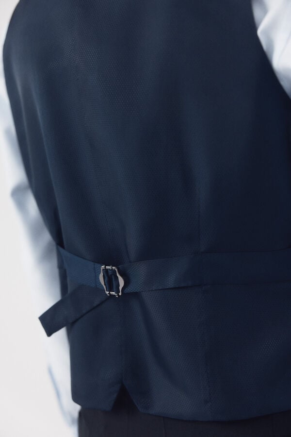 Cortefiel Dynamic blue plaid vest Navy