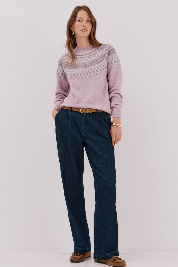 Cortefiel Jacquard design jumper Lilac