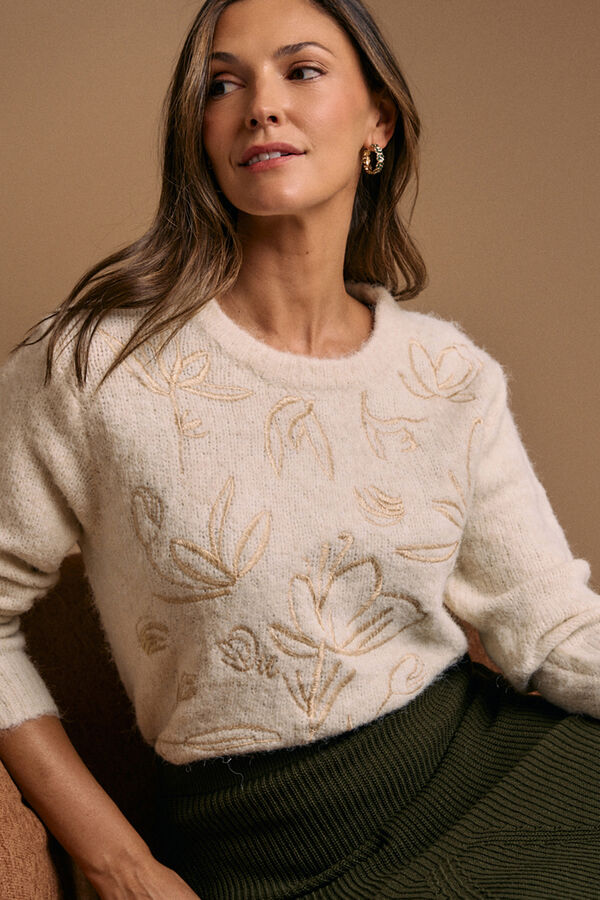 Polín Et Moi Camisola bordado em lurex cru Ecru