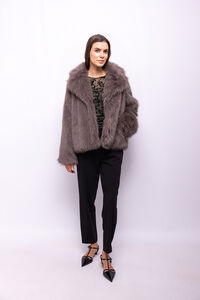 Object Casaco de pele sobretudo com lapelas