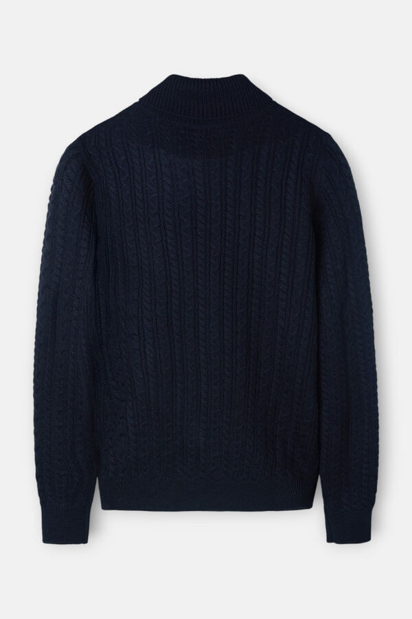 Silbon Camisola de gola com tricô oitos Azul