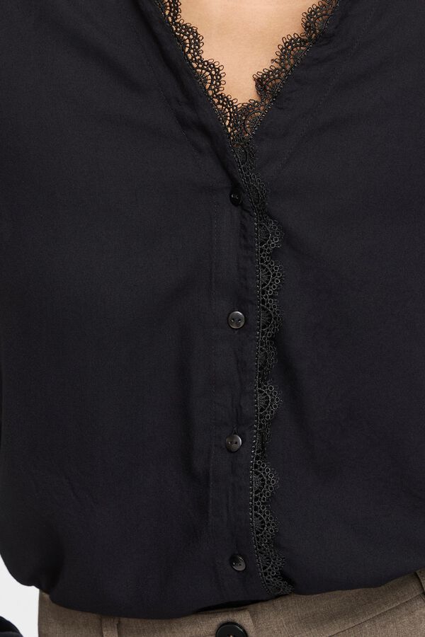 Vila Blusa de renda com decote em bico Preto