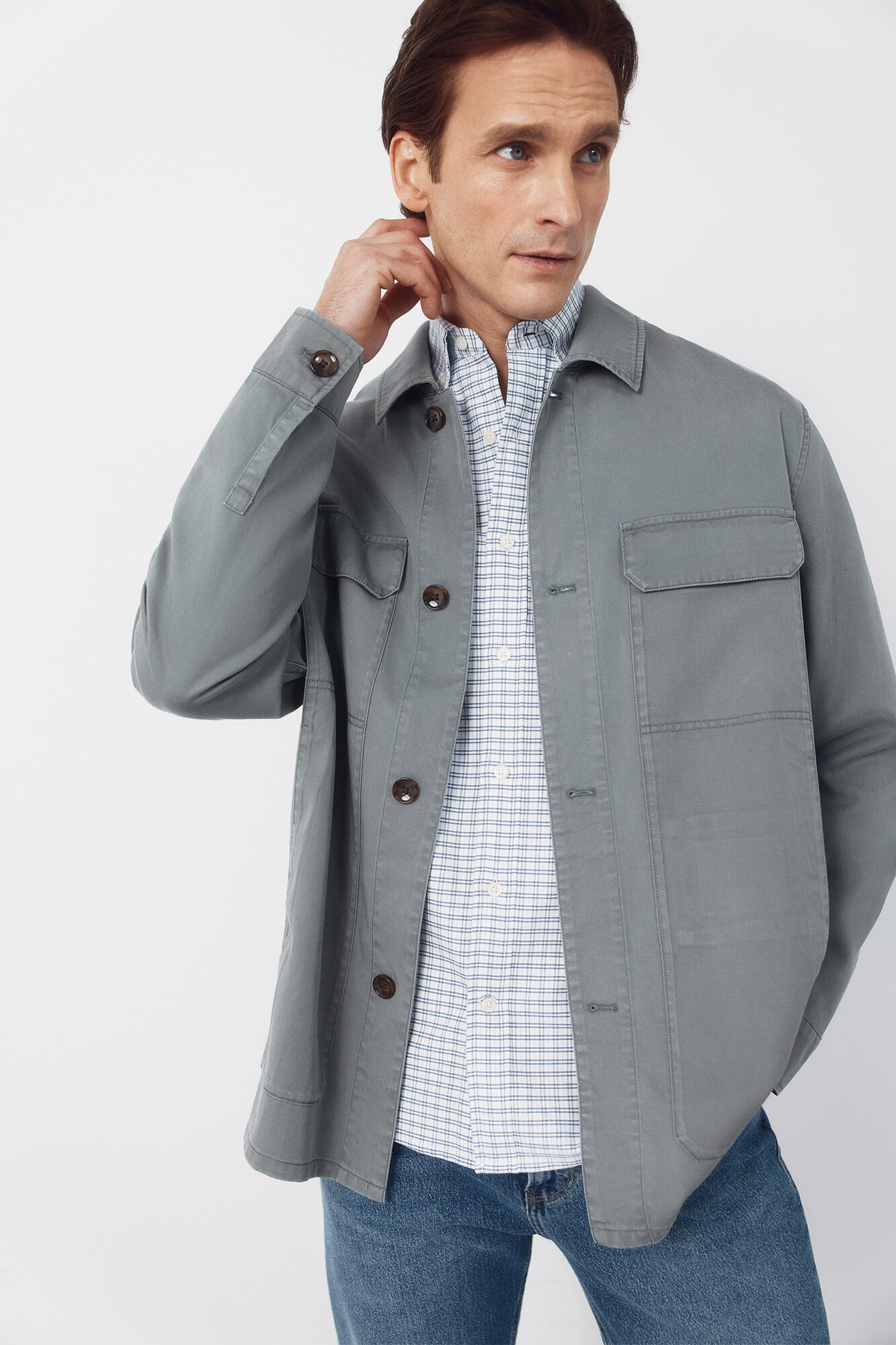 Cortefiel Plain Tencel overshirt