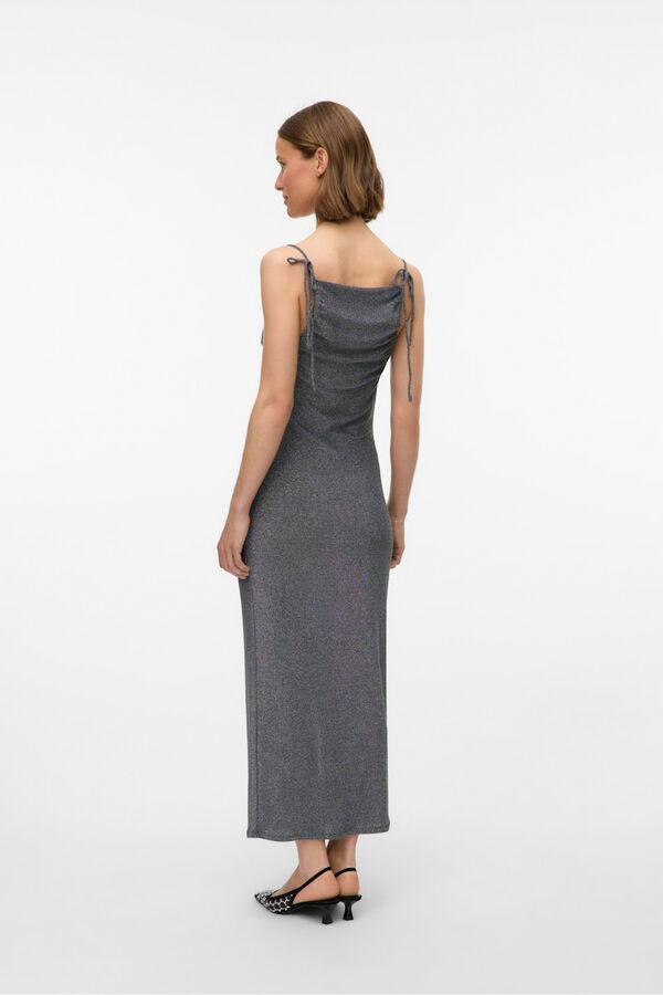 Vero Moda Vestido midi de tecido metálico  Cinzento