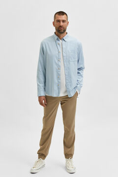 Cortefiel Long-sleeved shirt with pocket Royal blue