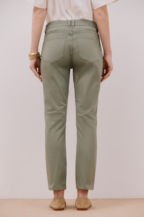 Cortefiel Colored cropped skinny pants Green