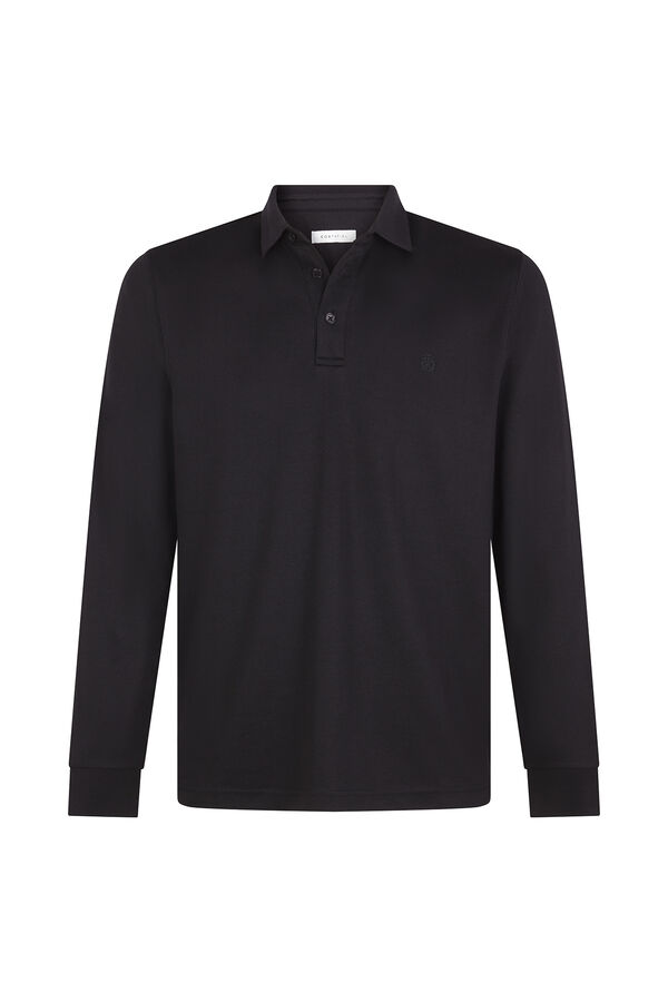 Cortefiel <br>-Regular fit<br>-Tejido estructura piqué<br>-Manga larga, tapeta con botones y logo bordado en el pecho<br>-puños camiseros con botón<br>-Al comprar nuestros productos de algodón estás apoyando nuestra inversión en la iniciativa Better Cotton. Es Black