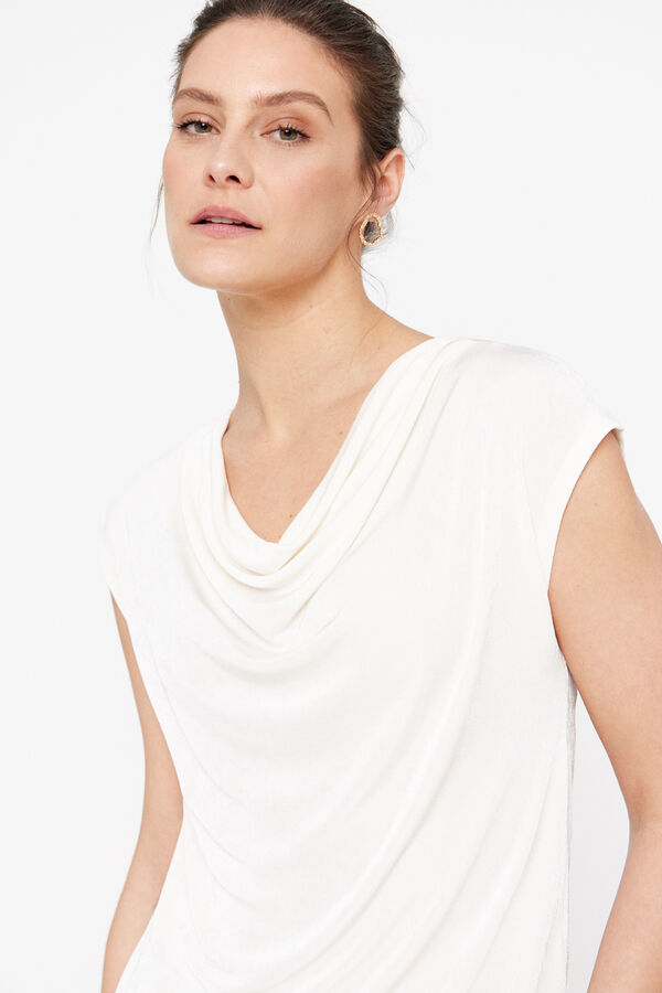 Cortefiel Draped jersey-knit top Ivory
