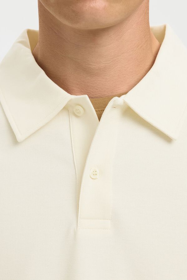 Selected Polo manga comprida relax Branco