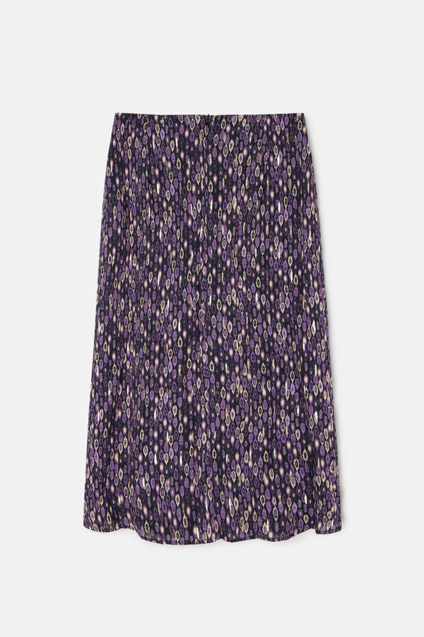 Silbon Ikat print midi skirt with slit Purple