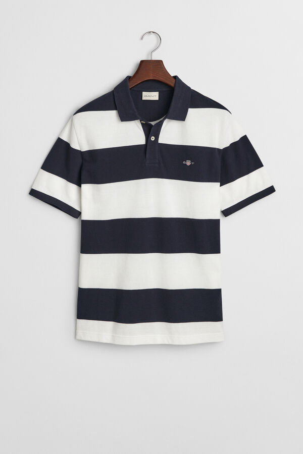 Gant Block- striped piqué polo shirt Navy