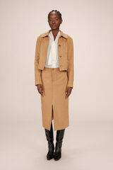 Grace & Mila Short faux suede jacket in camel color Beige