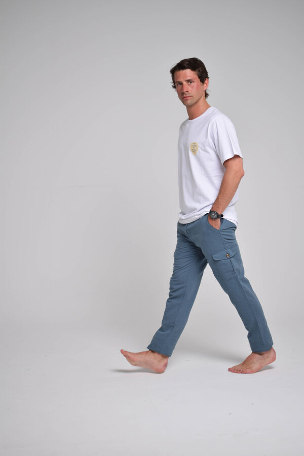 Cloking Cal&ccedil;a de linho cargo Azul