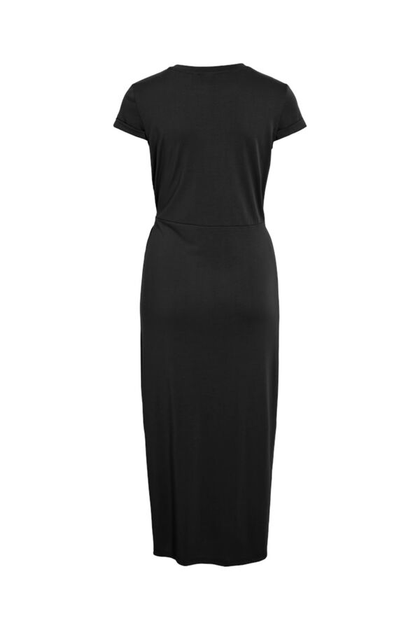 Vila Vestido midi de manga curta em modal Preto
