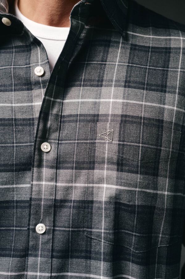 OOTO Camisa cuadros franela Gris
