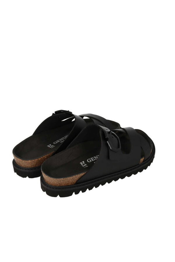 Genuins Sand&aacute;lia de pele Preto