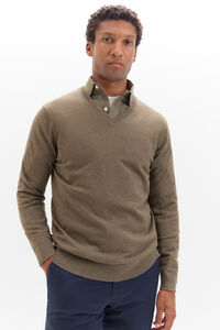 Cortefiel Cotton/cashmere V-neck jumper Kaki