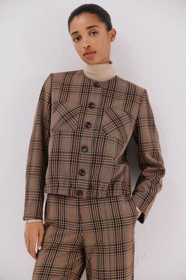 Cortefiel Checkered jacket Nude