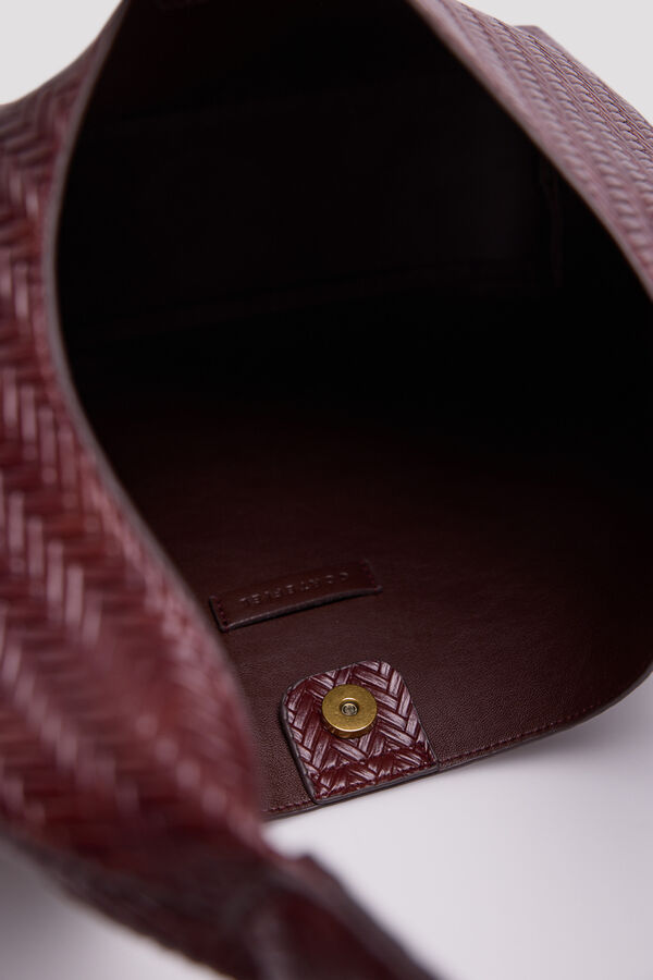 Cortefiel Textured hobo bag Brown