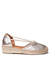 Cortefiel Leather espadrille with straps Gold