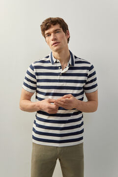 Cortefiel Striped polo with shirt collar Turquoise