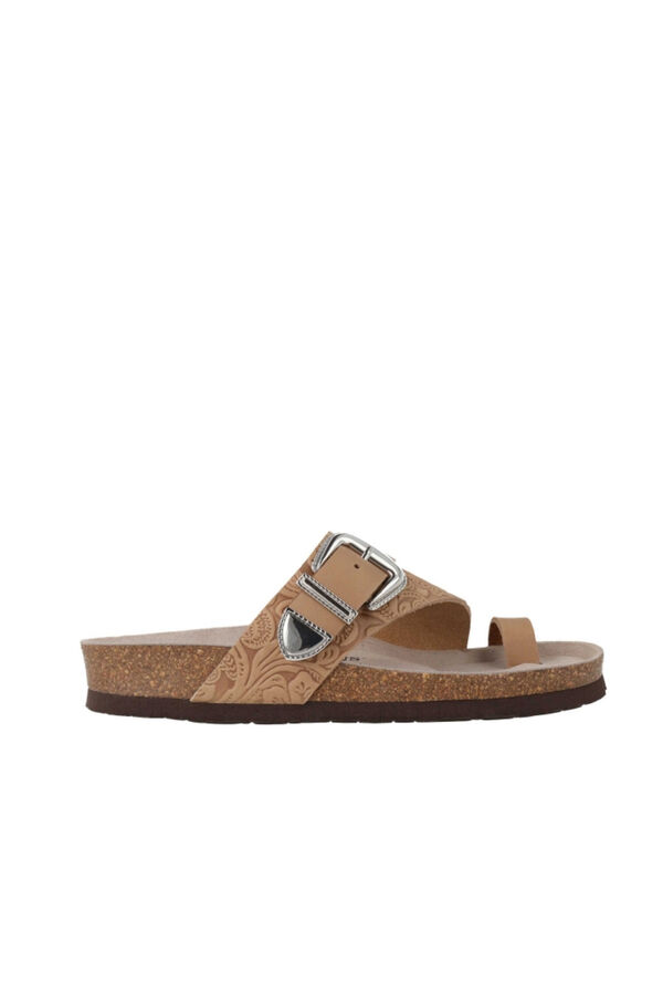 Genuins Sand&aacute;lia de pele Tostado