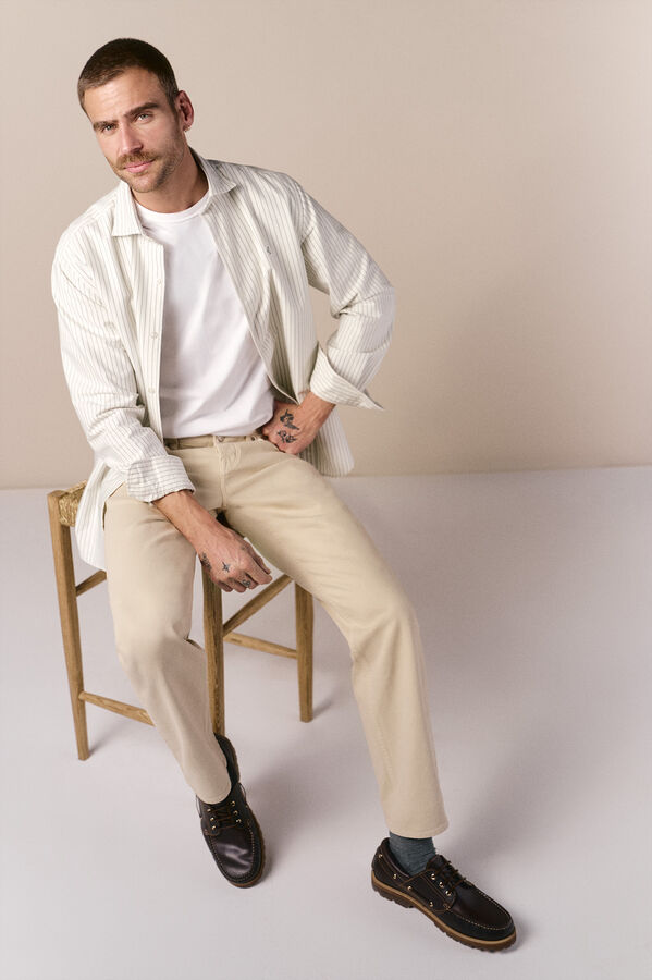 OOTO Long sleeve striped oxford shirt Green