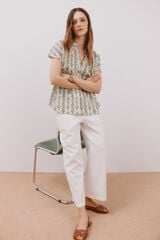 Cortefiel Blusa manga caída Printed white