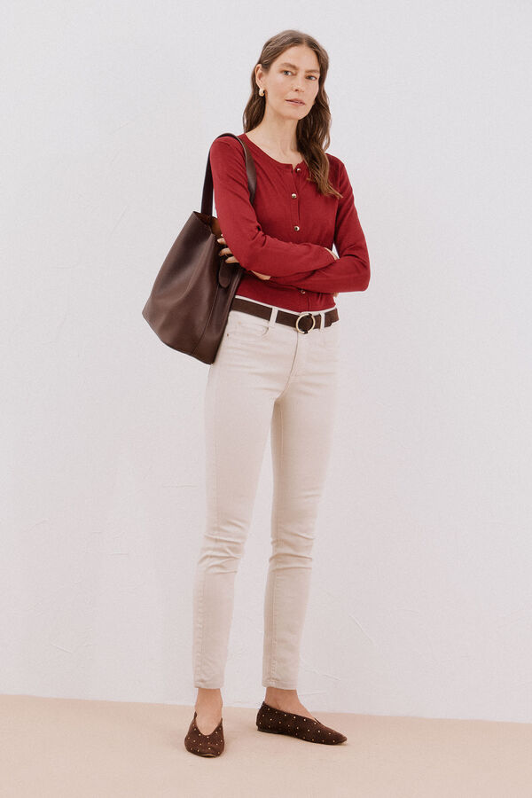 Cortefiel Short-sleeved jumper Maroon