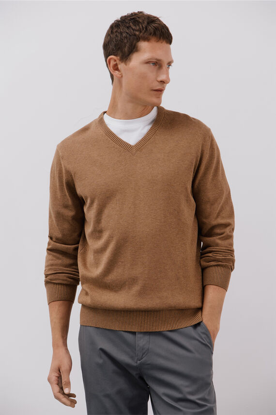 Jersey punto fino algodón cuello pico
