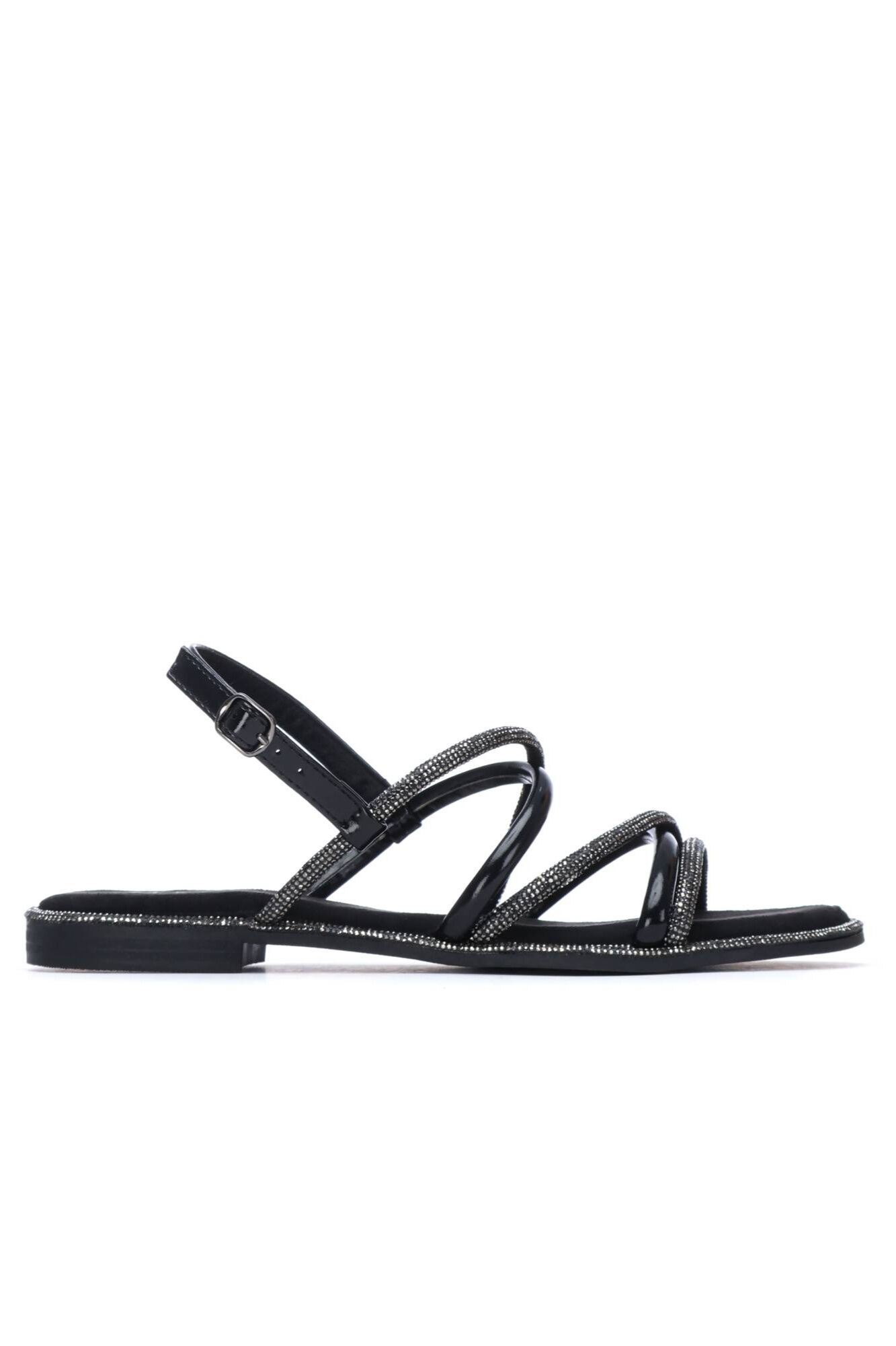 XTI Sand&aacute;lia rasa de tiras com pedras brilhantes