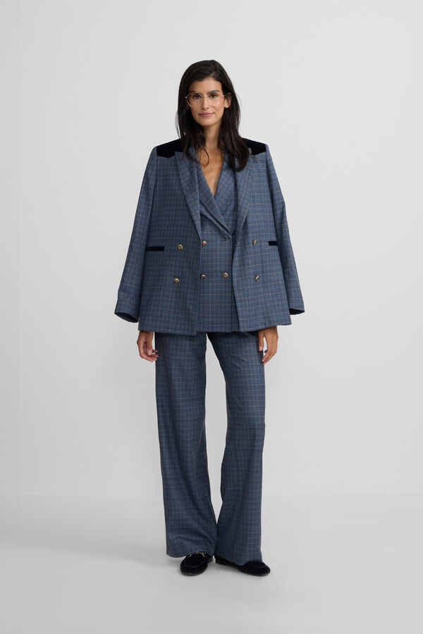 Silbon Checkered dress trouser Blue
