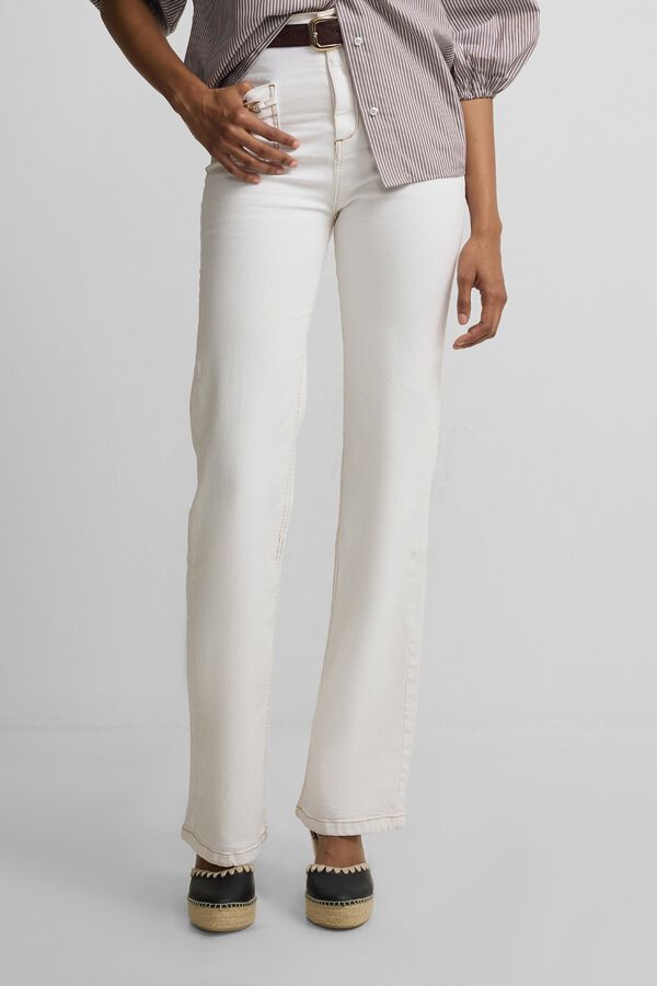 Silbon Cal&ccedil;as com fivelas em denim Branco