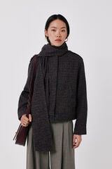 Cortefiel Short coat with detachable scarf Maroon