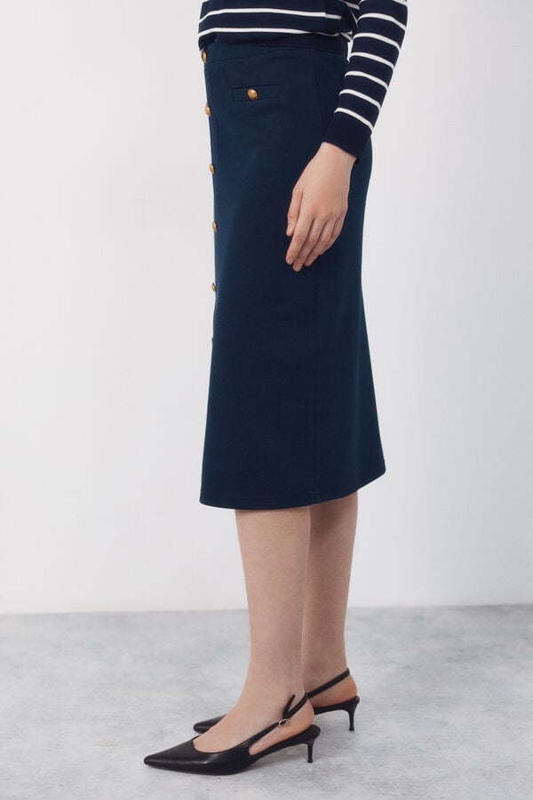 Cortefiel Jersey-knit -up buttons Navy