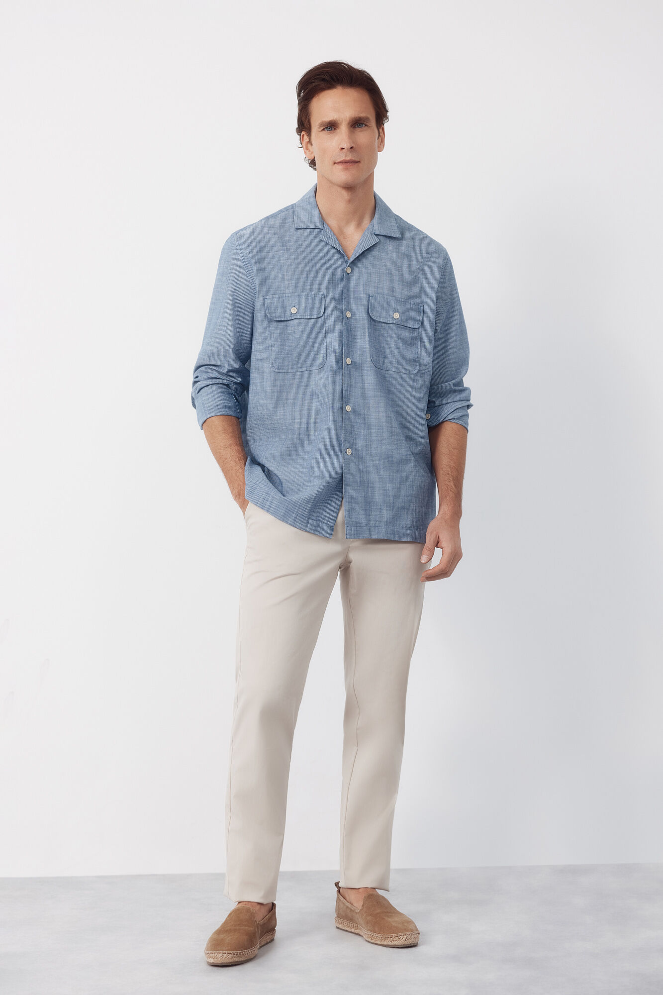 Cortefiel Camisa cuello bowling manga larga